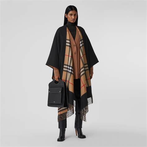 burberry check padded coat|Burberry cashmere cape coat.